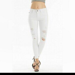 Kancan High Rise Distressed White Jeans Size 30